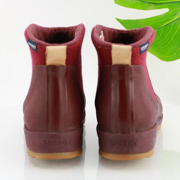 Sperry Womens Maritime Gale Boot Size 9 Burgundy Waterproof Snow Pull On Chelsea - Picture 7 of 12